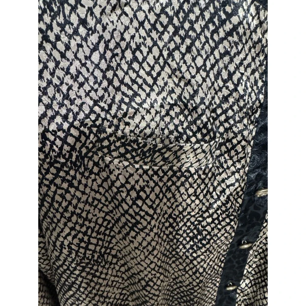 Vintage Hana Sung 2 Piece Dress Skirt And Top Size 16 Black And Tan Polyester